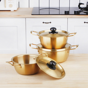 Hàn Quốc thép không gỉ canh nồi Bộ đồ ăn Ramen Noodle nồi với nắp nhỏ kho nấu ăn nồi - Product Image 1