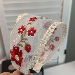 Serre-tête élégant en dentelle brodée florale, fait main, en maille, pour femme, accessoire de mariage - Product Image 3