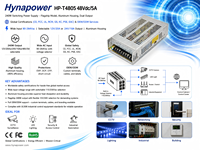 Alimentation industrielle 240W 48Vdc 5A 90-264Vac UL508 CE FCC Robuste pour l'éclairage commercial et l'automatisation Hynapower HP-T4805