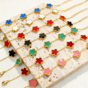 <span class=keywords><strong>Bracelet</strong></span> personnalisé en acier inoxydable 18 carats, maillons de chaîne tendance, étanche, motif trèfle, cadeau Saint-Valentin pour femme - Product Image 1