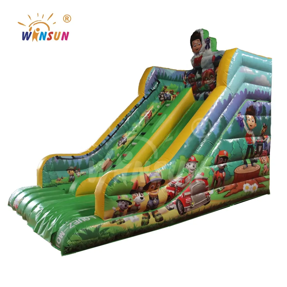 उच्च गुणवत्ता 15ft inflatable डबल सूखी स्लाइड Inflatable स्लाइड बच्चों के खेल कुत्ते थीम Inflatable सूखी स्लाइड