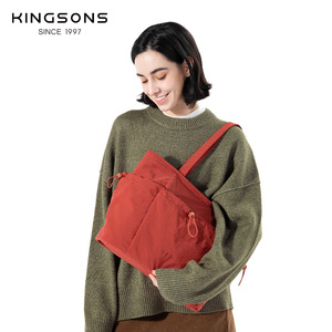 Kingsons Women's Tote Bag Red Water Resistant Nylon Crossbody Bag Everyday Casual Use - Product Image 1