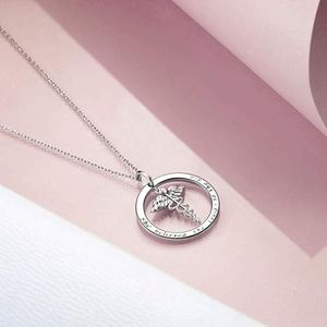 Infirmière Thème Collier En Argent Sterling <span class=keywords><strong>Caducée</strong></span> Et Stéthoscope Pendentif Bijoux - Product Image 5