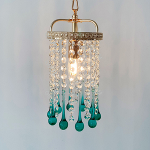Lustres LED <span class=keywords><strong>en</strong></span> <span class=keywords><strong>verre</strong></span> vert <span class=keywords><strong>en</strong></span> forme de goutte d'eau, vente <span class=keywords><strong>en</strong></span> gros d'usine, AC110V AC220V, lustre suspendu à <span class=keywords><strong>pampilles</strong></span> <span class=keywords><strong>en</strong></span> cristal transparent pour chambre à coucher - Product Image 2