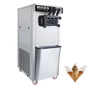 Commercial Electric 220V 110V Stainless Steel Ice Cream Maker 2+1 Flavors Soft Ice Cream Cone Machine