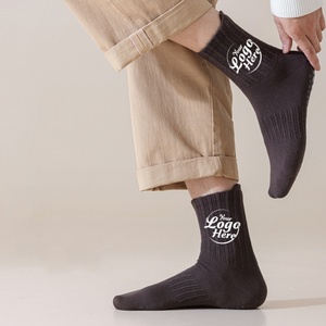 Wholesale OEM Trendy Men's Youth Crew <b>Socks</b> <b>Soft</b> Combed Cotton Breathable Shaped Fit Custom Logo Solid Color Design - Product Image 4