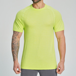 <span class=keywords><strong>T</strong></span>-<span class=keywords><strong>shirt</strong></span> de sport pour homme, coupe ajustée, jersey uni, sans couture, respirant, design uni, pour la salle de sport, le yoga, la randonnée en plein air et la maison - Product Image 2