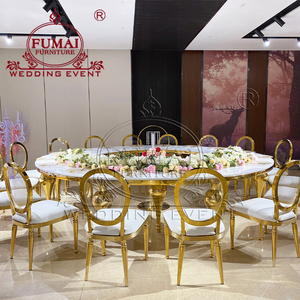 Serpentine/<b>Round</b> Mdf Top Banquet <b>Table</b> With <b>Gold</b> Frame For Wedding Events Hotel Furniture European Style Modern Design - Product Image 6