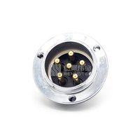 Conector de Sensor de Automatización GX40, 2, 3, 4, 5, 6, 7, 8, 9, 10, 12 Polos, Tipo Brida de 3 Orificios, Roscado, Macho, Montaje en Panel, Plata