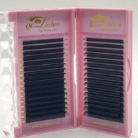 Extensions de cils longs naturels faits à la main en PBT vegan, courbure D 0,15 mm, noir mat, avec logo personnalisé, plateaux de cils volume