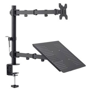 Adjustable Dual <b>Laptop</b> Desk Mount with Monitor Arm Stand 13-32 Screen Compatible 17" <b>Tray</b> with Clamp Grommet Base New Product - Product Image 2