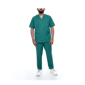 Dry-Fit V-Neck Medical Scrub Sets Tejido suave Material elástico Cómodo Durable Protección Hospital Uniformes personalizables - Product Image 6