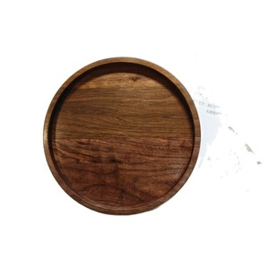 Plato redondo de madera de nogal negro, bandeja de madera maciza para pasteles y repostería, uso en fiestas. - Product Image 1