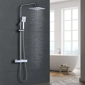 Modern Bathroom Wall Mounted Shower Column System Exposed Thermostatic Shower Mixer Tap Bath Shower Faucet Set