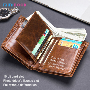 Minibook-tarjetero multifunción <span class=keywords><strong>de</strong></span> cuero genuino, Cartera <span class=keywords><strong>de</strong></span> dibujo personalizado creativa, venta directa <span class=keywords><strong>de</strong></span> fábrica - Product Image 1