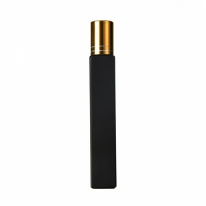 High Quality Empty Refillable Eye Serum Glass Cylinder Roll <b>Bottle</b> Matte Black White <b>10ml</b> Bamboo Collar Hot Stamped Essential - Product Image 5