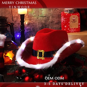 2024 tùy chỉnh năm mới <span class=keywords><strong>Flash</strong></span> Hot LED ánh sáng lấp lánh thắp sáng long lanh Đảng giáng sinh Santa Hat Cap với ánh sáng cho các bên - Product Image 5