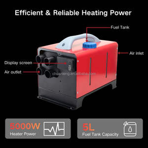 เครื่องทำความร้อนดีเซลแบบรีโมทคอนโทรล 12V 24V 5kw 8kw สำหรับใช้งานระยะยาว ตัวเครื่องทำจากอะลูมิเนียมใหม่ เหมาะสำหรับรถบ้าน รถยนต์ รถบรรทุก - Product Image 2