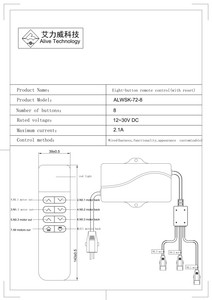 <span class=keywords><strong>Telecomando</strong></span> Automatico ALWSK-72 a Otto Pulsanti con Codice Fisso, Display LED Resettabile, Comunicazione Cablata per Porte Auto e Sollevatori - Product Image 6