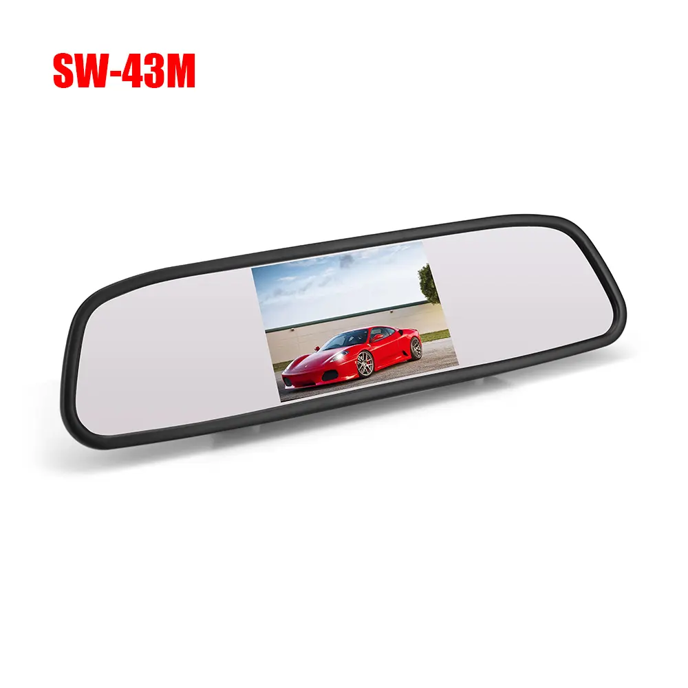 Safety Driving 2 Ways RCA Input LCD Screen Universal Mount Clip-On display 4.3" Vehicle rear view mirror car monitor