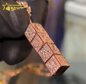 Pendentif Charm Hip Hop Design Full Iced Out en Argent Massif 925, Diamant Moissanite VVS, Bijou de Rappeur avec Nom ou Logo - Product Image 2