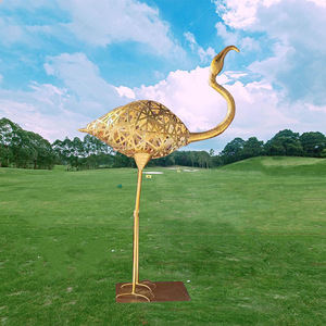 Escultura de Flamenco de Acero Inoxidable para Montar en el Suelo, Decoración de Jardín para Exteriores, Figura de Animal de Metal Hecha a Mano - Product Image 1