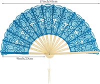 Kipas Tangan Lipat Bambu Biru dengan Pola Bunga Ukiran 23cm Klasik untuk Pesta Pernikahan DIY Pengantin