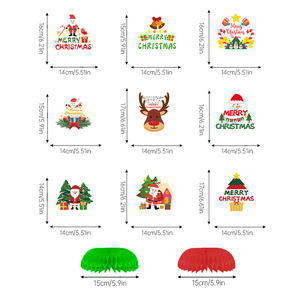Décorations de table en nid d'abeille de Noël, lot de 9 pièces, décorations découpées en papier pour la décoration de bureau pendant les fêtes - Product Image 3