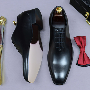 Zapatos Oxford Formales de Negocios Personalizados JiuZhou, con Punta Cuadrada, de Cuero Genuino, Retro, Antideslizantes, con Funciones de Desodorización y Masaje - Product Image 3