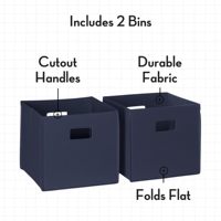 Cajas de Almacenamiento Plegables Azul Marino con Asas, Organizador de Tela y Cesta de Almacenamiento Plegable, Juego de 2