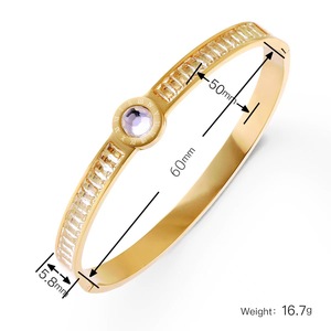 Gelang Baja Tahan Karat Grosir Mode Mewah Ringan INS18K Emas Gelang Wanita Berkualitas Tinggi Zirkon Berlian Penuh - Product Image 3