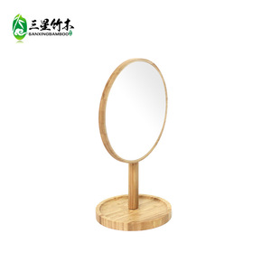 Manufacturer supplies creative desktop bamboo high-definition single-sided makeup <b>mirrors</b> and round <b>dressing</b> <b>mirrors</b>. - Product Image 4