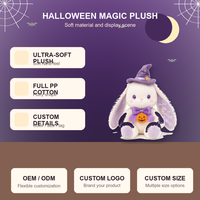 Peluche Lapin d'Halloween Personnalisée, Jouet en Peluche Doux, Poupée Lapin Magique avec Chapeau de Sorcière, Nœud Papillon Citrouille, Faible MOQ, Support OEM ODM
