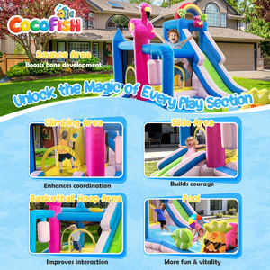 Cocofish - <span class=keywords><strong>Castillo</strong></span> Inflable Tropical con Tobogán de Agua, Diseño de Flamencos, Casa de Brinco Inflable para Niños con Soplador - Product Image 3