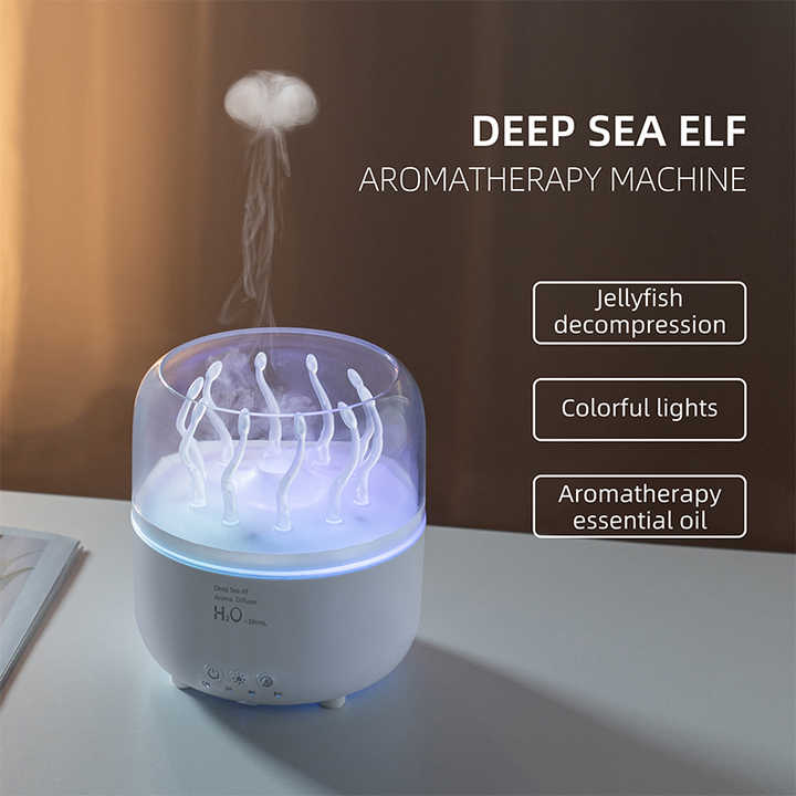 Timed Air Humidifier Essential Oil Diffuser Household Electric Rotating Modern USB Smoke Ring Jellyfish Fragrance Diffuser