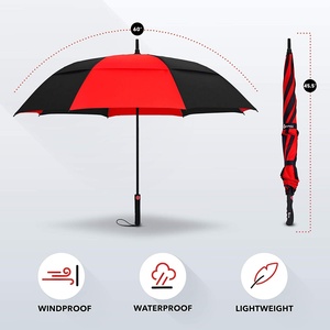 Wholesale Auto Black Red Two-tier Double Canopy 62/68-inch Oversize Windproof Golf <b>Umbrella</b> - Product Image 6
