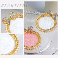 Palette de mélange pour ongles avec nœud en strass, plateau de présentation de gel à bord perlé, vente en gros