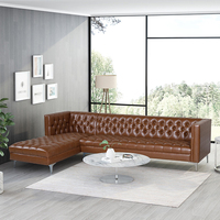 Großhandel Licht Luxus Schlafs ofa Möbel Hot Sale Blue Tufted Velvet Chesterfield L-Form Ecksofa
