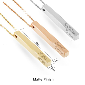 Gold Engraved <b>Custom</b> <b>Name</b> Vertical 3D Bar <b>Necklace</b> | Personalized Stainless Steel Pendant | Engravable with Fiber Machine - Product Image 5