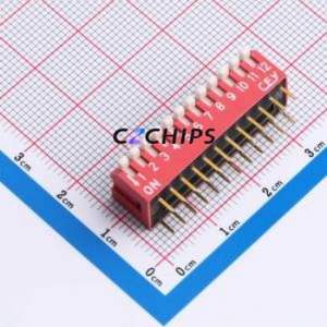DS1040-12RT DIP Switch Through hole Component (THT) Switch 12 2.54mm Red - Product Image 1