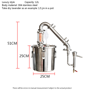 Destilador de alcohol de 12L para el hogar, lente de visión de malla de cristal de cobre, con prensa privada para vino, whisky, whisky y Ron - Product Image 6