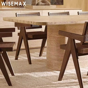 Wisemax hiện đại sang trọng ăn uống đồ nội thất kích thước lớn travertine bàn ăn khách sạn hình chữ nhật bằng đá cẩm thạch bàn ăn cho 10 - Product Image 5
