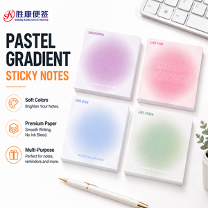 กระดาษโน้ตสีพาสเทลไล่เฉดแบบมีกาวในตัว รูปทรงสี่เหลี่ยม พรีเมียม สำหรับเขียน พร้อมสกรีนโลโก้ตามสั่ง เหมาะสำหรับนักเรียน สำนักงาน และโรงเรียน - Product Image 1