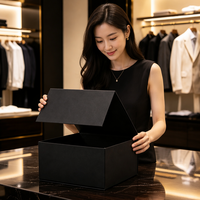 Vêtements avec logo personnalisé de haute qualité Conception de sous-vêtements Cadeau de luxe Emballage magnétique pliable Boîtes en papier noir de qualité supérieure