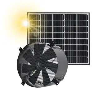 solar Fans & Cooling wall mount 40W heat extractor IP68 14 inch DC cooler industrial Ventilation Fans automatic exhaust air vent