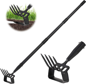 Heavy Duty Adjustable Garden Fork - <b>Lawn</b> <b>Aerator</b> Tiller Fork <b>for</b> Soil Loosening & Yard Maintenance, Durable Metal Gardening <b>Tool</b> - Product Image 1