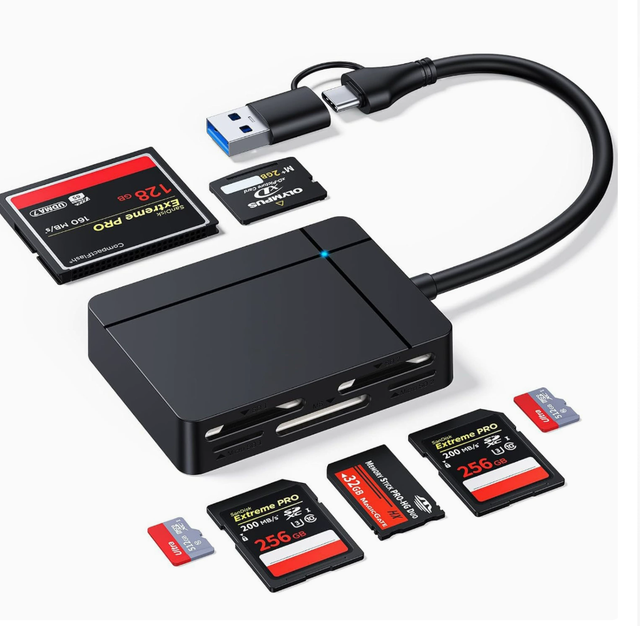 FORIDA Type-C Card Reader 7-in-1 Multi-functional SD/TF/MS/XD/CF Flash Card Dual-Connector