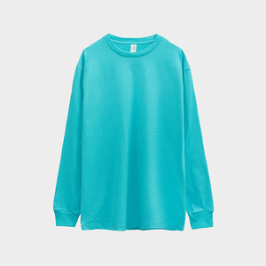 EVER カスタムロゴ 厚手250gコットンTシャツ プラスサイズ クルーネック 長袖 リブ袖 太畝 ブラウンパープルカラー - Product Image 1