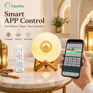 Equantu SQ168 Muslim Moon Quran <b>Speaker</b> Full Quran 8GB TF Card 17 Languages 15 Reciters Remote Control <b>Led</b> Light - Product Image 2