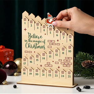 Christmas Countdown Board Wooden Advent <b>Calendar</b> Reusable Holiday Tabletop Decoration Festive Home Decor - Product Image 1